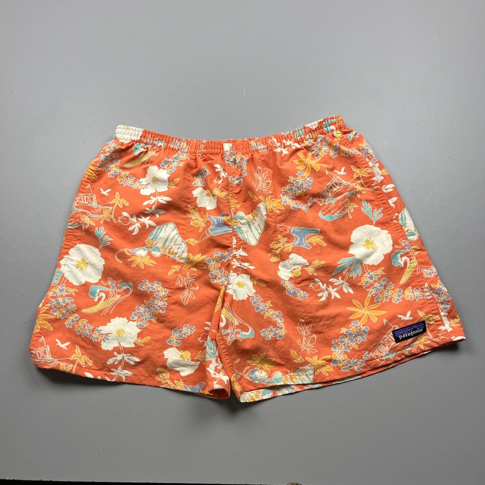 Patagonia Baggies Men Size S Orange Tropical Floral 5 Inseam Shorts 57022